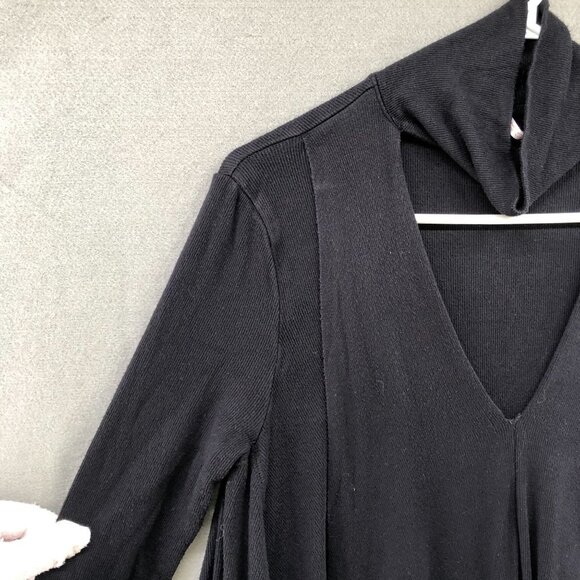 Free People Mock Neck Tunic Top XS Relaxed Jersey Knit Cut Out Asymmetric - Picture 5 of 11